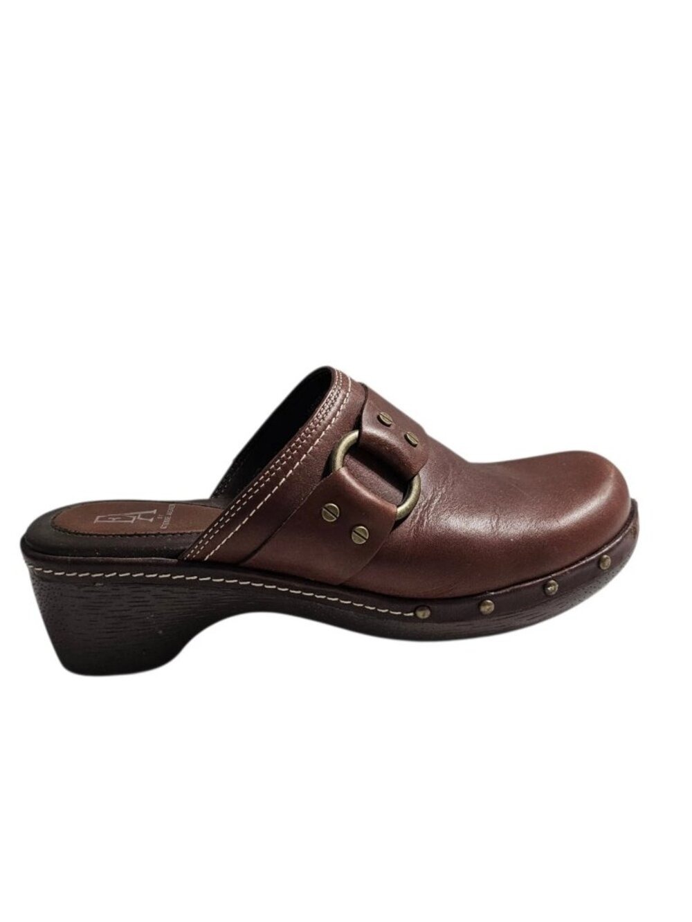 EA by Etienne Aigner size 9.5 Women’s Vanessa Brown Leather Clog Mules